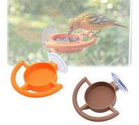 Suction Cup Bird Feeder Holder,Bird Feeder Window Suction Cup Holder for Seeds & Jelly,Windows Mount Outdoor Birds Feedesr,Weather Proof & Easy to Clean Window Bird Feeders (Yellow+Coffee)