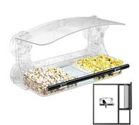 Suction Cup Bird Feeder, Window Cling Bird Feeder, Acrylic Transparent Acrylic Detachable Food Box, Leak-Proof Design for Indoor Viewing, Patio, Backyard, Apartment, and Deck, 25x13x14cm