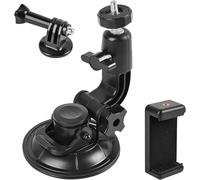 Suction Cup Camera Suction Mount Compatible with All Gopro Heros, SJCAM Series, Geekpro, Garmin VIRB XE, Xiaomi Yi 4k & Phone Clip for Vlog/POV