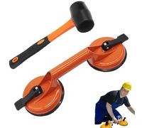 Suction Cup Heavy Duty Aluminum Vacuum Glass Puller, Laminate Floor Gap Repair Tool with Rubber Mallet for Lifting Tile, Marble, Granite Countertop Installation (Orange)