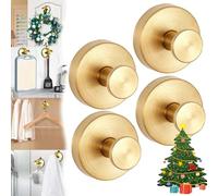 Suction Cup Hooks for Wreaths on Glass, Suction Cup Wreath Hanger, Wreath Suction Cups for Front Door, Hanging 15 Lbs, Waterproof & Rustproof, For Wreath, Shower, Glass, Door, Windows (4PCS,Gold)