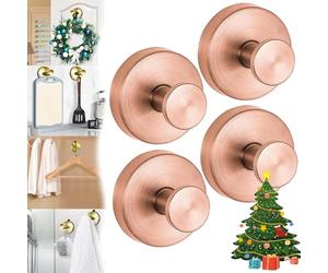 Suction Cup Hooks for Wreaths on Glass, Suction Cup Wreath Hanger, Wreath Suction Cups for Front Door, Hanging 15 Lbs, Waterproof & Rustproof, For Wreath, Shower, Glass, Door, Windows (4PCS,Rose Gold)