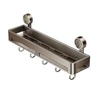 Suction Cup Shower Shelf, Shower Shelves Suction Holder, Towel Holders Rack with Hooks, Rustproof Storage Organizer, Easy Wall Mount Design for Apartment, Bathroom, Home Decor, Dorm, Kitchen Use