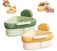 Suction Cup Sink Corner Rack, Food Waste Catcher for Sink, Corner Sink Strainer, Triangular Sinks Basket Shelf with Suction Cup Sucker, Corner Hanging, for Kitchen Bathrooms Dishware (Green+Yellow)