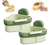 Suction Cup Sink Corner Rack, Food Waste Catcher for Sink, Corner Sink Strainer, Triangular Sinks Basket Shelf with Suction Cup Sucker, Corner Hanging, for Kitchen Bathrooms Dishware (2pcsGreen)