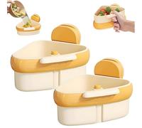 Suction Cup Sink Corner Rack, Food Waste Catcher for Sink, Corner Sink Strainer, Triangular Sinks Basket Shelf with Suction Cup Sucker, Corner Hanging, for Kitchen Bathrooms Dishware (2pcsYellow)