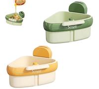 Suction Cup Sink Corner Rack, Suction Cup Storage Rack with Drain Hole, Triangular Sinks Basket Shelf Automatic Dumping, Sink Trash Catcher, No Drilling for Kitchen Food Waste (green+yellow)