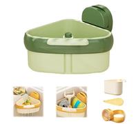 Suction Cup Sink Corner Rack, Triangular Strainer Basket, Kitchen Waste Catcher, Automatic Dumping, Removable for Easy Cleaning (Green)