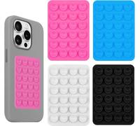 Suction Cup Sticker For Multi Models 4 Pieces, Silicone Suction Cup Phone Holder, Non-Slip For Selfies And Videos (Black/Blue/White/Pink)