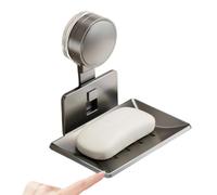 Suction Soap Holder, Self Draining Soap Box, Wall Mounted Bathroom Accessory with Removable Design, Waterproof Organizer Featuring Strong Suction, Storage Rack 4.88x3.31x4.96Inches