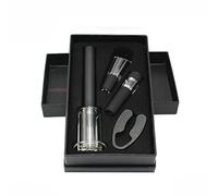 Sucute Lot de 4 tire-bouchons, pompe à air comprimé - Coffret cadeau inclus - Kit ouvre-bouteille - Bouchon à vide et bec verseur - Noir