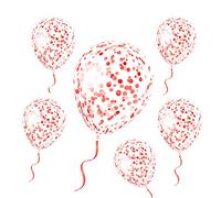 Sud Trading 6 Ballons Latex Transparents CONFETTIS Rouge