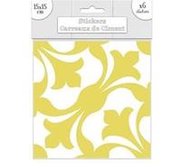 Sud Trading - 6 Stickers carreaux de ciment - 15 x 15 cm - Arabesques Jaune Jaune G