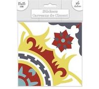 Sud Trading - 6 Stickers carreaux de ciment - 15 x 15 cm - Bleu et jaune royal Jaune G