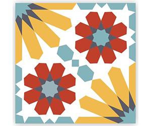 Sud Trading 6 Stickers Carreaux de Ciment - 15 x 15 cm - Bleu et Orange