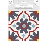 Sud Trading - 6 Stickers carreaux de ciment - 15 x 15 cm - Bleu marine et jaune BLANC G