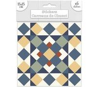 Sud Trading - 6 Stickers carreaux de ciment - 15 x 15 cm - Jaune et marron Marron G