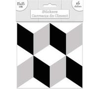 Sud Trading - 6 Stickers carreaux de ciment - 15 x 15 cm - Losanges Noirs et blancs Blanc G