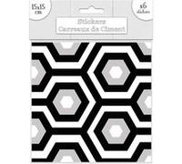 Sud Trading - 6 Stickers carreaux de ciment - 15 x 15 cm - Noir et blanc Blanc G