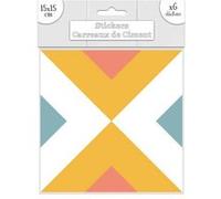 Sud Trading - 6 Stickers carreaux de ciment - 15 x 15 cm - Triangles Jaune et orange MULTICOLORE G
