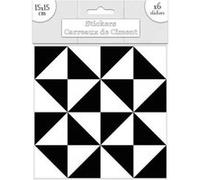 Sud Trading - 6 Stickers carreaux de ciment - 15 x 15 cm - Triangles Noirs et blancs Blanc G