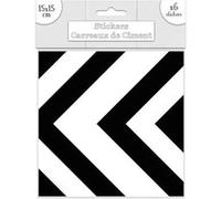Sud Trading - 6 Stickers carreaux de ciment fléché - 15 x 15 cm - Noir et blanc Blanc G