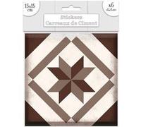 Sud trading - 6 Stickers carreaux de ciment Losange - 15 x 15 cm - Brun Marron G