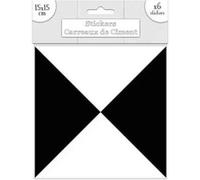 Sud Trading - 6 Stickers carreaux de ciment Motifs Triangle - 15 x 15 cm - Noir et blanc Blanc G