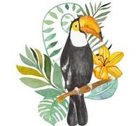 SUD TRADING Adhésif décoratif Mural Toucan aquarelle VERT G