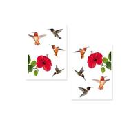 SUD TRADING Adhésifs de vitres Hibiscus et colibris - 2 panneaux 40 x 30 cm