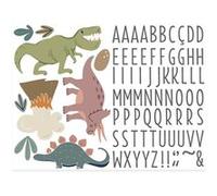 SUD TRADING Autocollant Mural pour enfants avec prénom - Dinosaures - Dimensions de la planche Hauteur 40 cm - Largeur 30 cm MULTICOLORE G