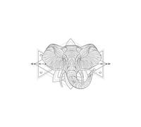 SUD TRADING BOHO ELEPHANT -Décoration adhésive murale - noir et gris - Hauteur 43.5 cm - Largeur 68.5 cm GRIS ET NOIR