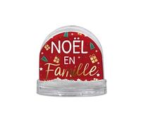 SUD TRADING Boule à paillettes - Noël en famille - 8.5 x 9 cm