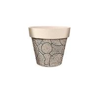 SUD TRADING Cache Pot Cercles à pois en Bambou - 13.5 x 12 cm