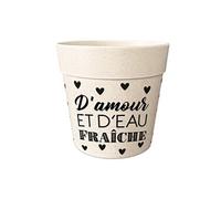 Cadoons Cache Pot en Bambou d'amour et d'eau fraiche - Diamètre 13.5 cm - Hauteur 12 cm