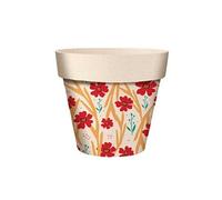 Cache-pots GENERIQUE Cadoons Cache Pot en Bambou Fleurs rouges - Hauteur 15.5 cm - Diamètre 17 cm