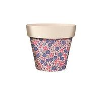 Cadoons Cache Pot en Bambou Fleurs violettes - Hauteur 15.5 cm - Diamètre 17 cm