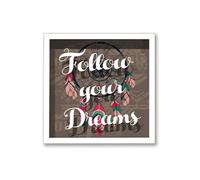 Image encadrée GENERIQUE Sud Trading - Cadre imprimé attrape-rêves Double - 30 x 30 cm - Follow your Dreams