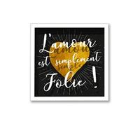 Sud Trading - Cadre imprimé cœur Double - 30 x 30 cm - L'amour jolie Noir