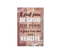 Sud Trading - Cadre imprimé effet bois De sa vie un rêve - 40 x 60 cm - Marron Marron G