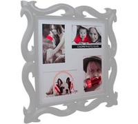 Sud Trading - Cadre mural 4 Photos Baroque - 40 x 40 cm - Blanc