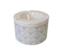 SUD TRADING Cendrier anti-odeur Gris et blanc motif Ginkgo en céramique -10 x 7 cm
