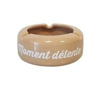 SUD TRADING Cendrier en céramique beige - Hauteur 4 cm - Diamètre 10 cm