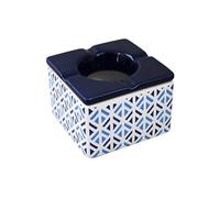 SUD TRADING Cendrier marocain en céramique blanc et bleu - Hauteur 7 cm - Profondeur 10 cm - Largeur 10 cm