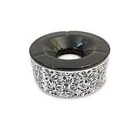SUD TRADING Cendrier marocain en céramique noir et blanc - Hauteur 8 cm - Diamètre 20 cm