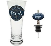 SUD TRADING Coffret cadeau verre à pastis et bec verseur assorti Le Pastis de Papa Bleu G
