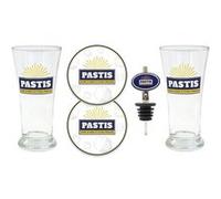 SUD TRADING Coffret de 2 Verres à Pastis, 2 dessous de verre et un bec verseur tranparent