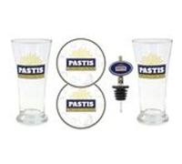 STC Coffret Prestige Pastis - 2 verres à pastis, 2 dessous de verre et bec verseur transparent