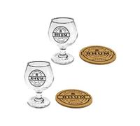SUD TRADING Coffret de 2 Verres à rhum avec 2 dessous de verre