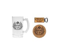 SUD TRADING Coffret verre à bière, dessous de verre et décapsuleur
